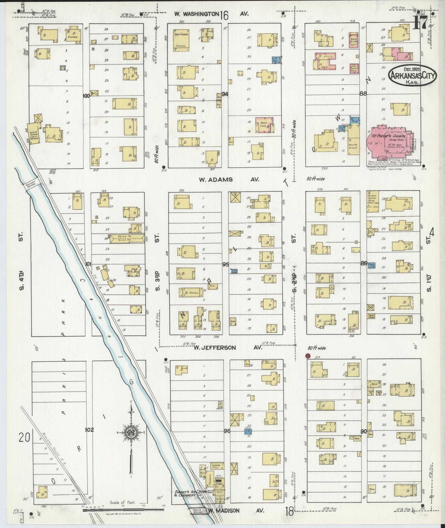 Sanborn Fire Insurance Map from Arkansas City, Cowley County, Kansas (1920), Sheet #0017 - Complete Map Set gallery image, historic Sanborn map, vintage wall art, Kansas Kansas