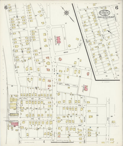 Sanborn Fire Insurance Map from Erwin, Unicoi County, Tennessee (1925), Sheet #0006 - Complete Map Set gallery image, historic Sanborn map, vintage wall art, Tennessee Tennessee