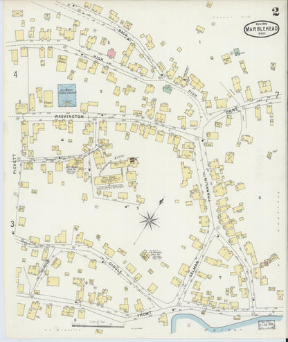 Sanborn Fire Insurance Map from Marblehead, Essex County, Massachusetts (1896), Sheet #0002 - Historic Sanborn Fire Insurance Map Print, vintage old map wall art, antique decor, genealogy gift, Massachusetts Massachusetts map