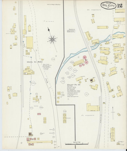 Sanborn Fire Insurance Map from Oil City, Venango County, Pennsylvania (1891), Sheet #0012 - Historic Sanborn Fire Insurance Map Print, vintage old map wall art, antique decor, genealogy gift, Pennsylvania Pennsylvania map