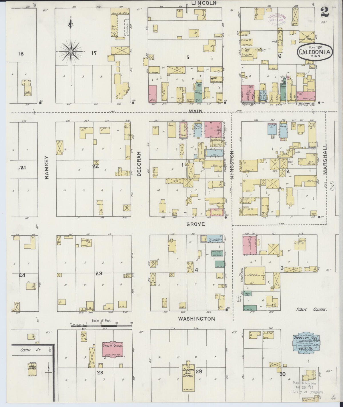 Sanborn Fire Insurance Map from Caledonia, Houston County, Minnesota (1894), Sheet #0002 - Complete Map Set gallery image, historic Sanborn map, vintage wall art, Minnesota Minnesota