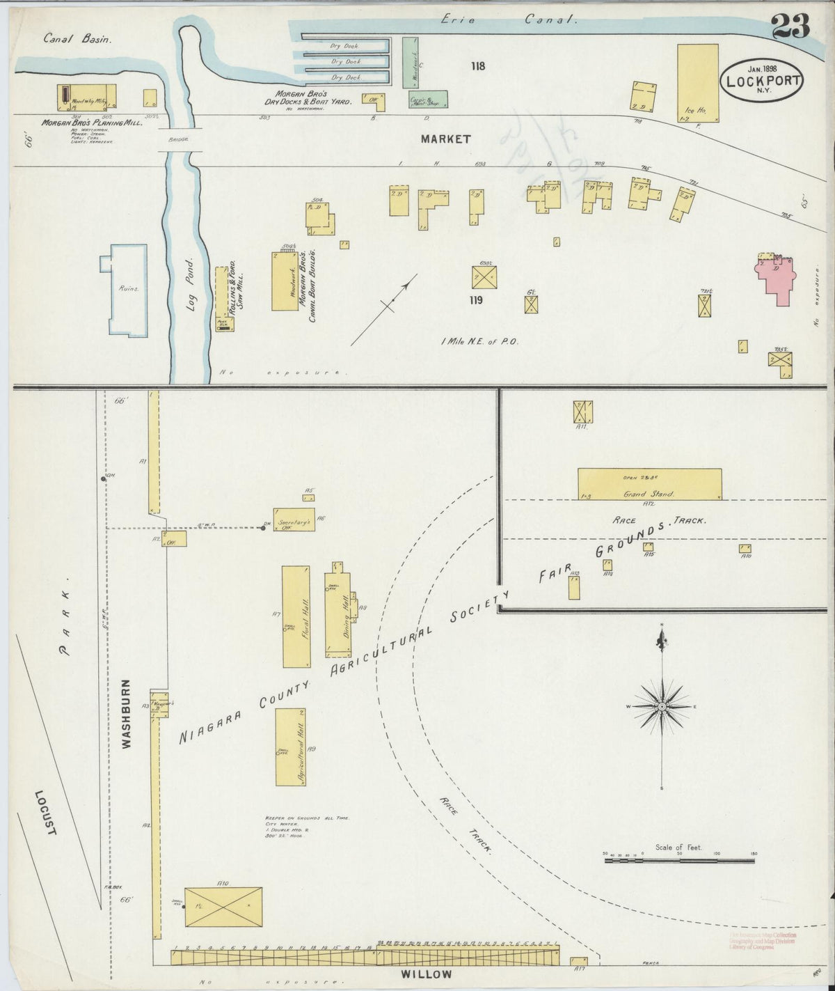 Sanborn Fire Insurance Map from Lockport, Niagara County, New York (1898), Sheet #0023 - Complete Map Set gallery image, historic Sanborn map, vintage wall art, New York New York