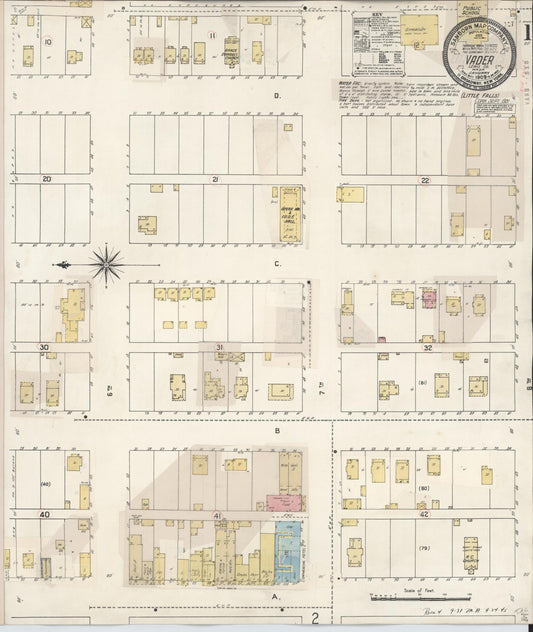 Sanborn Fire Insurance Map from Vader [see also Little Falls], Lewis County, Washington (1931), Sheet #0001 - Complete Map Set gallery image, historic Sanborn map, vintage wall art, Washington Washington