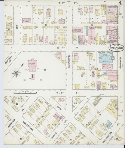 Sanborn Fire Insurance Map from Greenville, Darke County, Ohio (1887), Sheet #0004 - Complete Map Set gallery image, historic Sanborn map, vintage wall art, Ohio Ohio