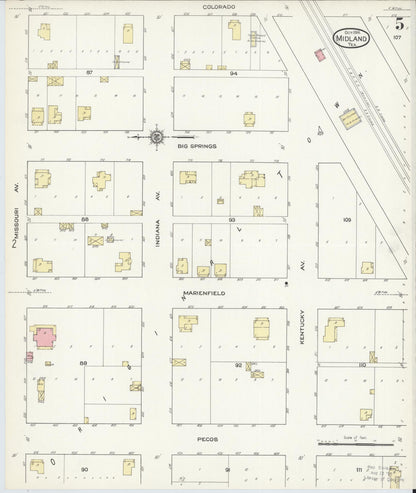 Sanborn Fire Insurance Map from Midland, Midland County, Texas (1914), Sheet #0005 - Complete Map Set gallery image, historic Sanborn map, vintage wall art, Texas Texas