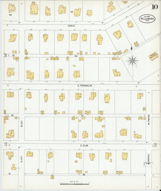 Sanborn Fire Insurance Map from Hillsboro, Hill County, Texas (1900), Sheet #0010 - Historic Sanborn Fire Insurance Map Print, vintage old map wall art, antique decor, genealogy gift, Texas Texas map