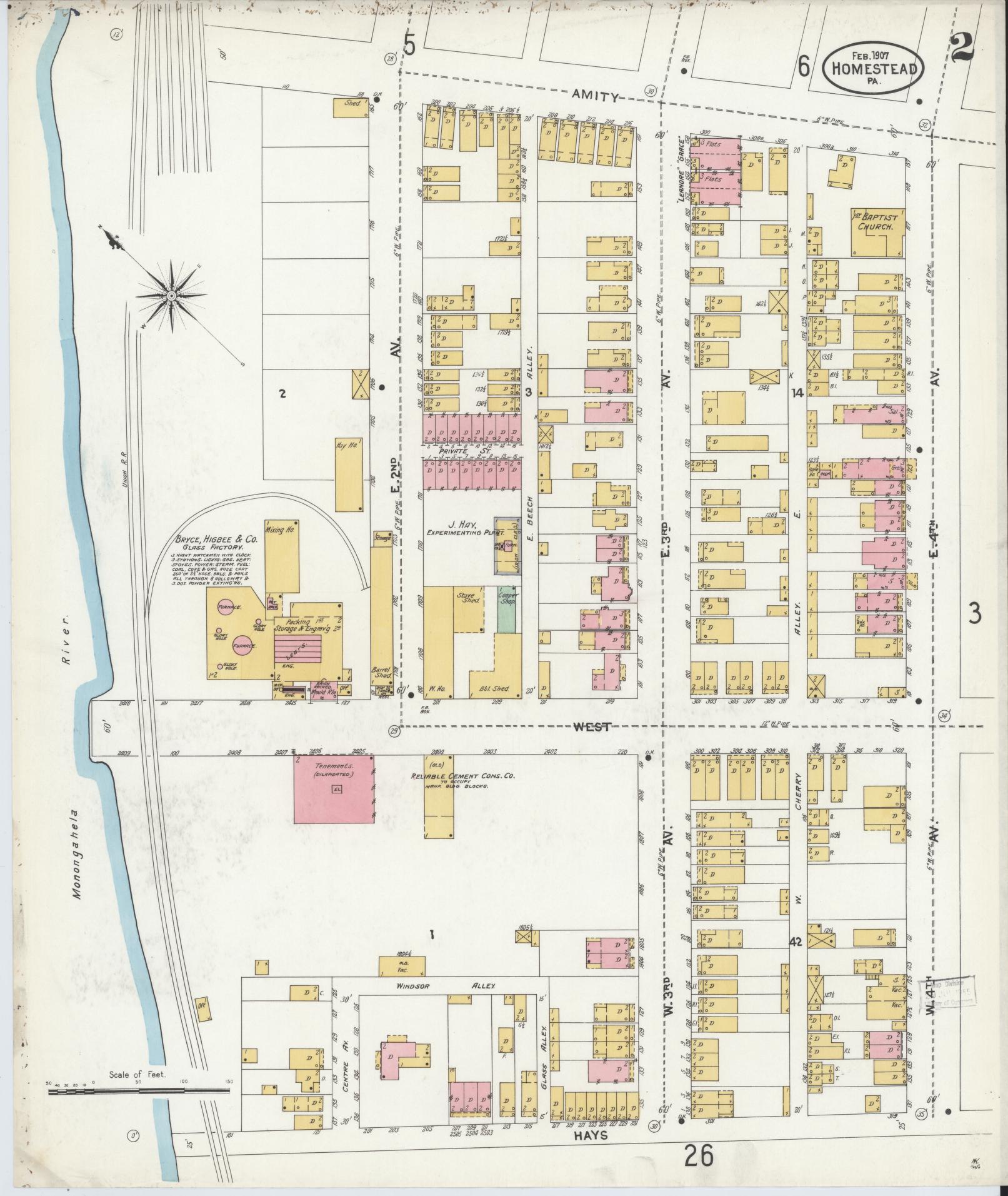Sanborn Fire Insurance Map from Homestead, Allegheny County, Pennsylvania (1907), Sheet #0002 - Complete Map Set gallery image, historic Sanborn map, vintage wall art, Pennsylvania Pennsylvania