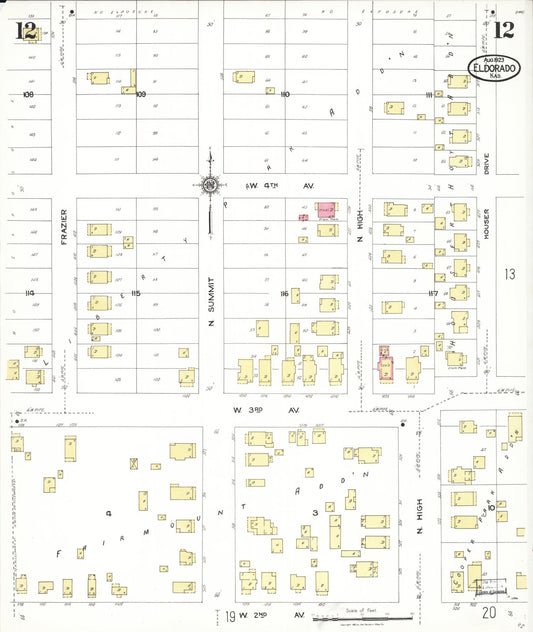 Sanborn Fire Insurance Map from El Dorado, Butler County, Kansas (1923), Sheet #0012 - Historic Sanborn Fire Insurance Map Print, vintage old map wall art, antique decor, genealogy gift, Kansas Kansas map