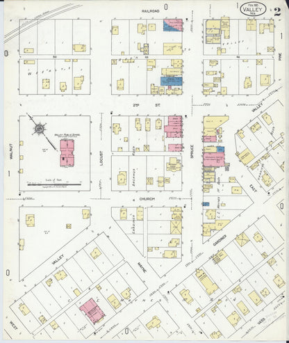 Sanborn Fire Insurance Map from Valley, Douglas County, Nebraska (1921), Sheet #0002 - Complete Map Set gallery image, historic Sanborn map, vintage wall art, Nebraska Nebraska