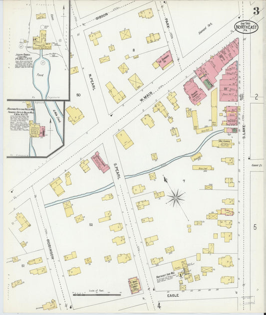 Sanborn Fire Insurance Map from North East, Erie County, Pennsylvania (1900), Sheet #0003 - Historic Sanborn Fire Insurance Map Print, vintage old map wall art, antique decor, genealogy gift, Pennsylvania Pennsylvania map