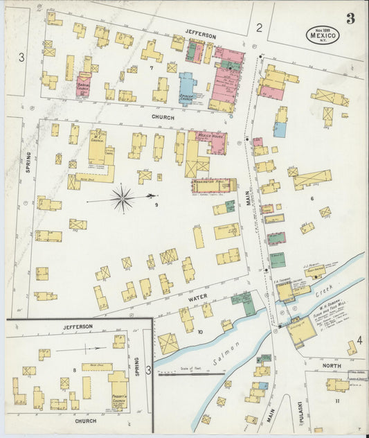 Sanborn Fire Insurance Map from Mexico, Oswego County, New York (1899), Sheet #0003 - Historic Sanborn Fire Insurance Map Print, vintage old map wall art, antique decor, genealogy gift, New York New York map