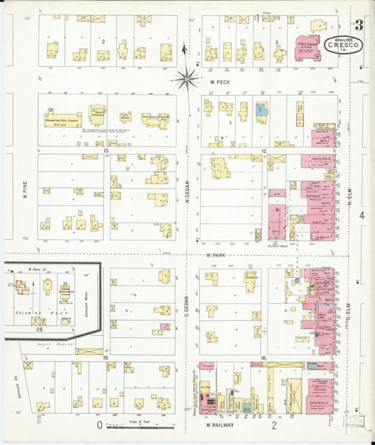 Sanborn Fire Insurance Map from Cresco, Howard County, Iowa (1902), Sheet #0003 - Historic Sanborn Fire Insurance Map Print, vintage old map wall art