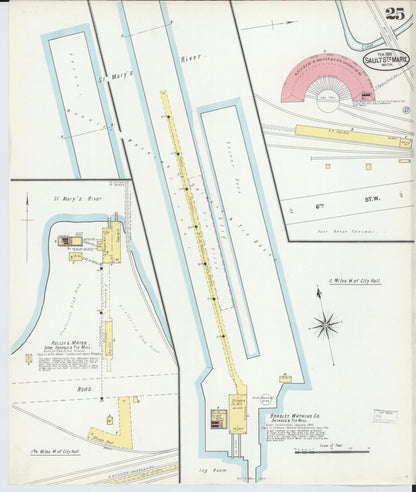 Sanborn Fire Insurance Map from Sault Sainte Marie, Chippewa County, Michigan (1902), Sheet #0025 - Complete Map Set gallery image, historic Sanborn map, vintage wall art, Michigan Michigan