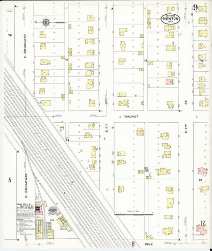 Sanborn Fire Insurance Map from Newton, Harvey County, Kansas (1909), Sheet #0009 - Complete Map Set gallery image, historic Sanborn map, vintage wall art, Kansas Kansas