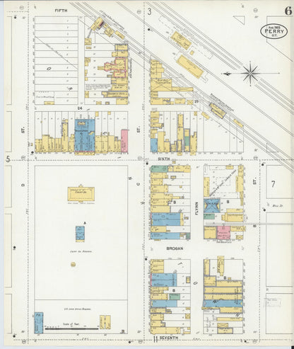 Sanborn Fire Insurance Map from Perry, Noble County, Oklahoma (1903), Sheet #0006 - Complete Map Set gallery image, historic Sanborn map, vintage wall art, Oklahoma Oklahoma