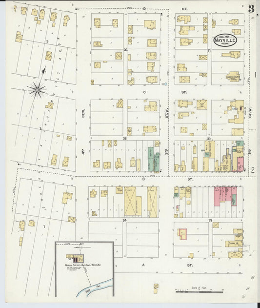 Sanborn Fire Insurance Map from Mayville, Traill County, North Dakota (1904), Sheet #0003 - Historic Sanborn Fire Insurance Map Print, vintage old map wall art, antique decor, genealogy gift, North Dakota North Dakota map