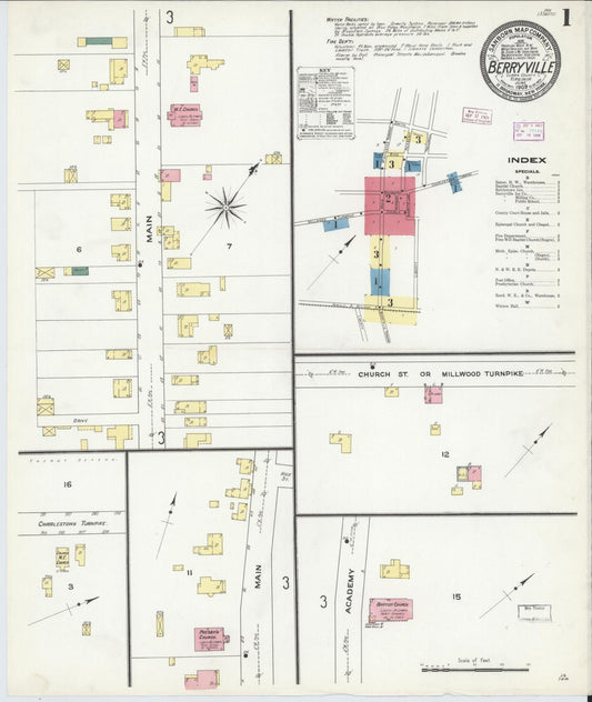 Sanborn Fire Insurance Map from Berryville, Clark County, Virginia. (1904) – Historic Sanborn Fire Insurance Map Print