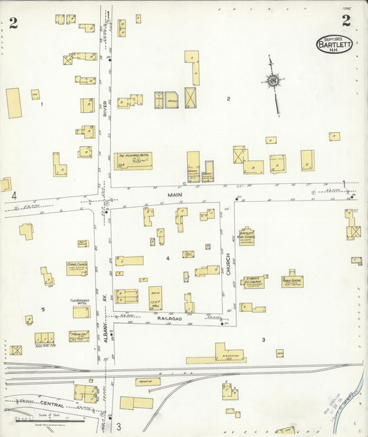 Sanborn Fire Insurance Map from Bartlett, Carroll County, New Hampshire (1923), Sheet #0002 - Historic Sanborn Fire Insurance Map Print, vintage old map wall art, antique decor, genealogy gift, New Hampshire New Hampshire map