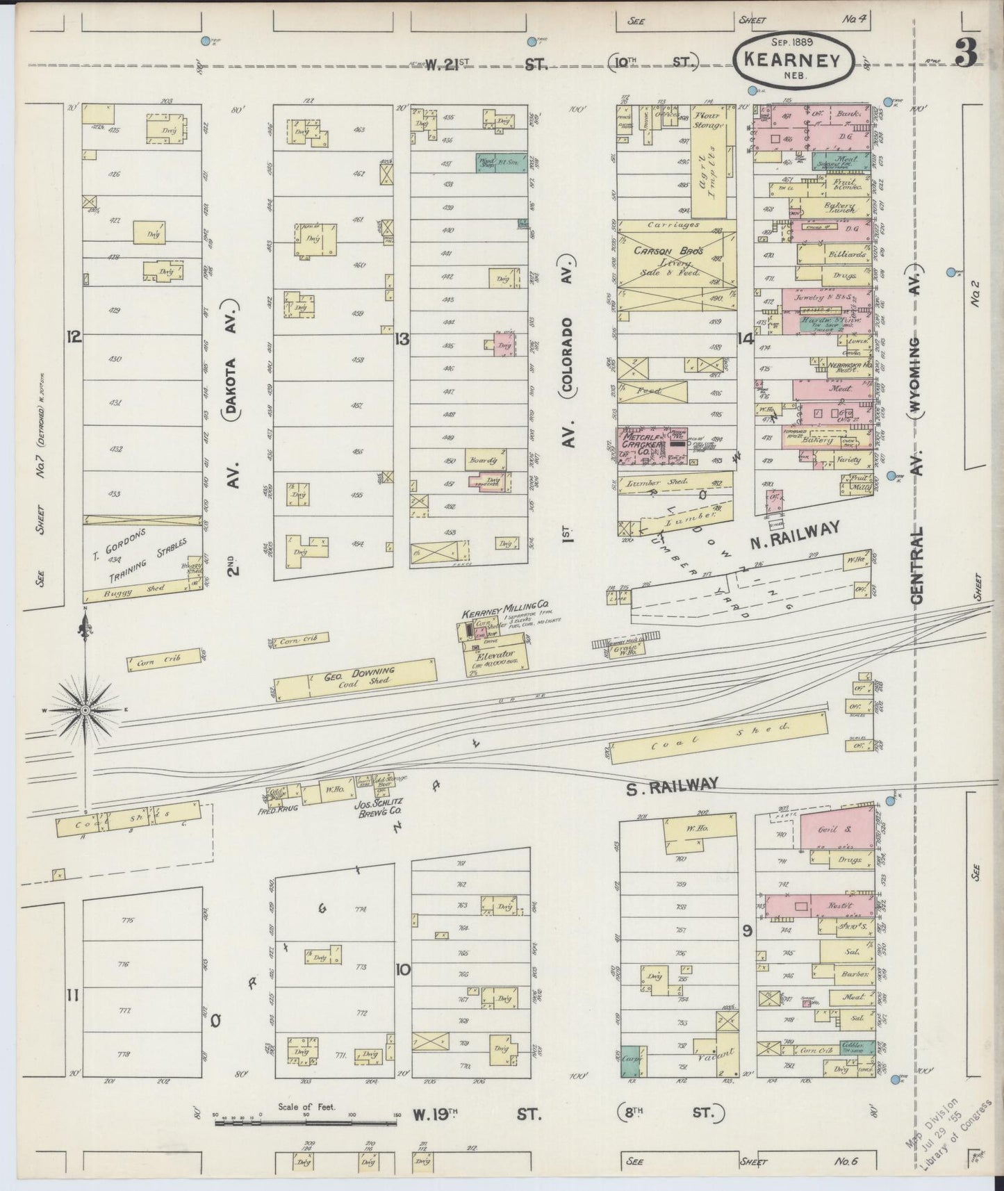 Sanborn Fire Insurance Map from Kearney, Buffalo County, Nebraska (1889), Sheet #0003 - Complete Map Set gallery image, historic Sanborn map, vintage wall art, Nebraska Nebraska