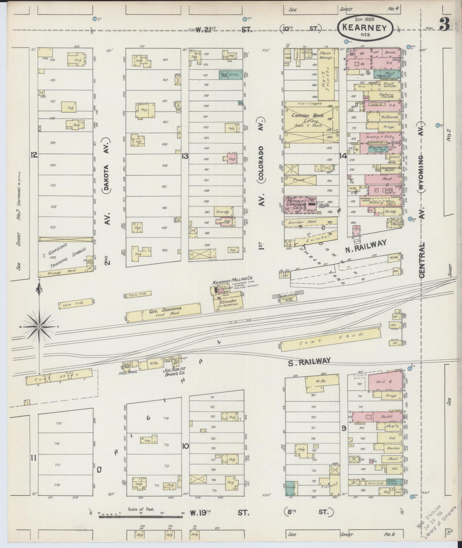 Sanborn Fire Insurance Map from Kearney, Buffalo County, Nebraska (1889), Sheet #0003 - Complete Map Set gallery image, historic Sanborn map, vintage wall art, Nebraska Nebraska
