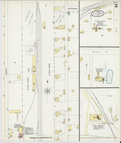 Sanborn Fire Insurance Map from Plano, Collin County, Texas (1896), Sheet #0002 - Historic Sanborn Fire Insurance Map Print, vintage old map wall art, antique decor, genealogy gift, Texas Texas map