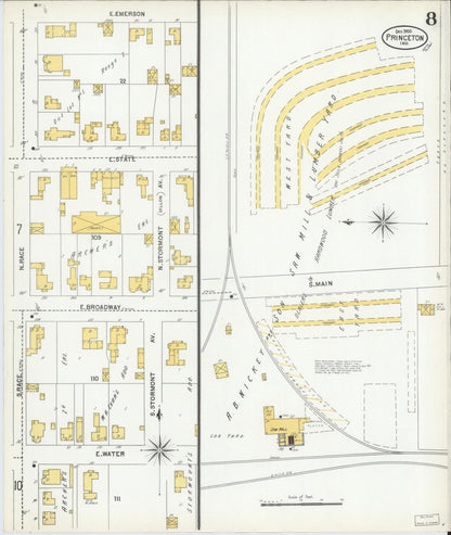 Sanborn Fire Insurance Map from Princeton, Gibson County, Indiana (1900), Sheet #0008 - Historic Sanborn Fire Insurance Map Print, vintage old map wall art, antique decor, genealogy gift, Indiana Indiana map