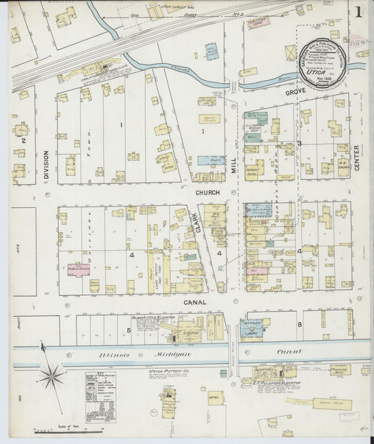 Sanborn Fire Insurance Map from Utica, La Salle County, Illinois (1888), Sheet #0001 - Complete Map Set gallery image, historic Sanborn map, vintage wall art, Illinois Illinois