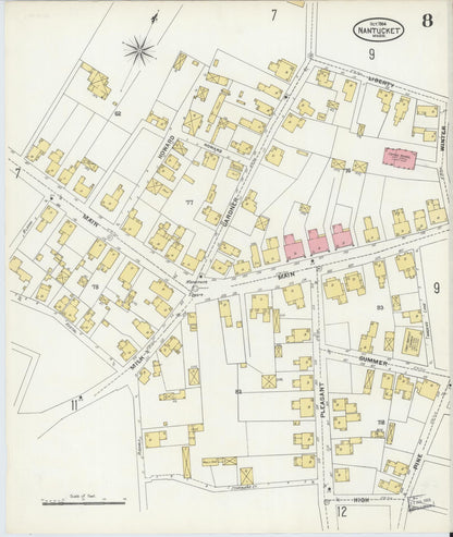 Sanborn Fire Insurance Map from Nantucket, Nantucket County, Massachusetts (1904), Sheet #0008 - Historic Sanborn Fire Insurance Map Print, vintage old map wall art, antique decor, genealogy gift, Massachusetts Massachusetts map