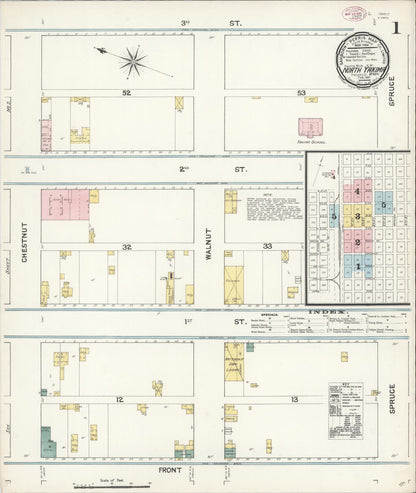 Sanborn Fire Insurance Map from North Yakima, Yakima County, Washington (1890), Sheet #0001 - Complete Map Set gallery image, historic Sanborn map, vintage wall art, Washington Washington