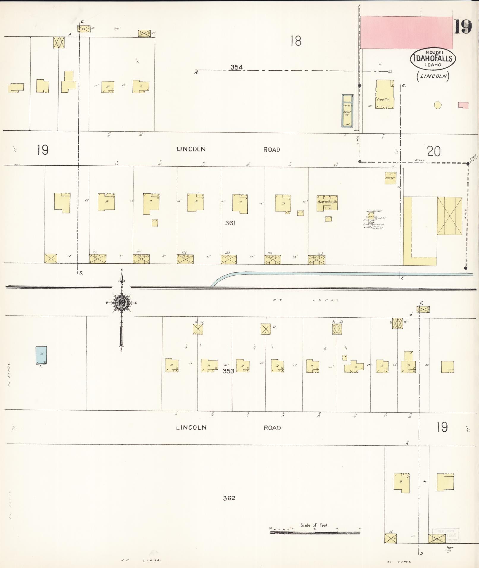 Sanborn Fire Insurance Map from Idaho Falls, Bonneville County, Idaho (1911), Sheet #0019 - Historic Sanborn Fire Insurance Map Print, vintage old map wall art, antique decor, genealogy gift, Idaho Idaho map
