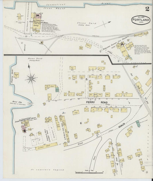 Sanborn Fire Insurance Map from Portland, Middlesex County, Connecticut (1889), Sheet #0002 - Historic Sanborn Fire Insurance Map Print, vintage old map wall art, antique decor, genealogy gift, Connecticut Connecticut map
