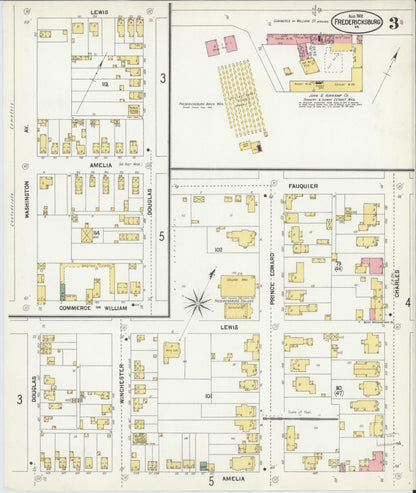 Sanborn Fire Insurance Map from Fredericksburg, Independent Cities, Virginia (1902), Sheet #0003 - Complete Map Set gallery image, historic Sanborn map, vintage wall art, Virginia Virginia