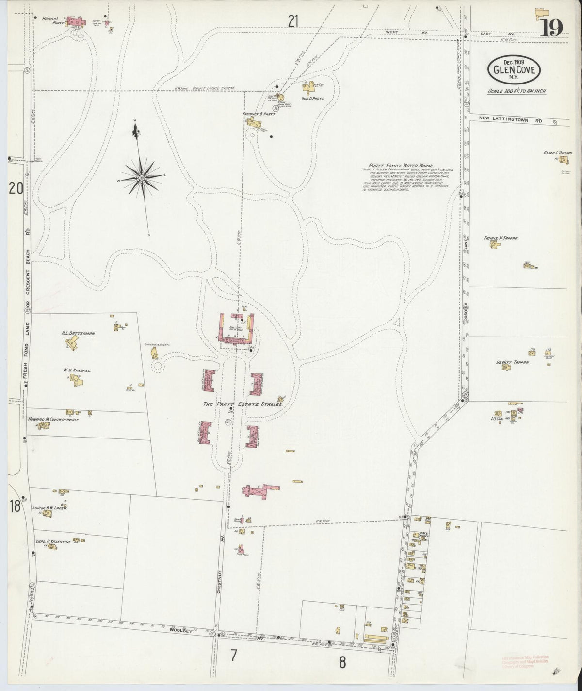 Sanborn Fire Insurance Map from Glen Cove, Nassau County, New York (1908), Sheet #0019 - Complete Map Set gallery image, historic Sanborn map, vintage wall art, New York New York