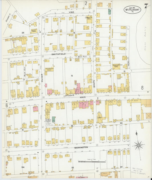 Sanborn Fire Insurance Map from Mount Pleasant, Westmoreland County, Pennsylvania (1901), Sheet #0007 - Historic Sanborn Fire Insurance Map Print, vintage old map wall art, antique decor, genealogy gift, Pennsylvania Pennsylvania map