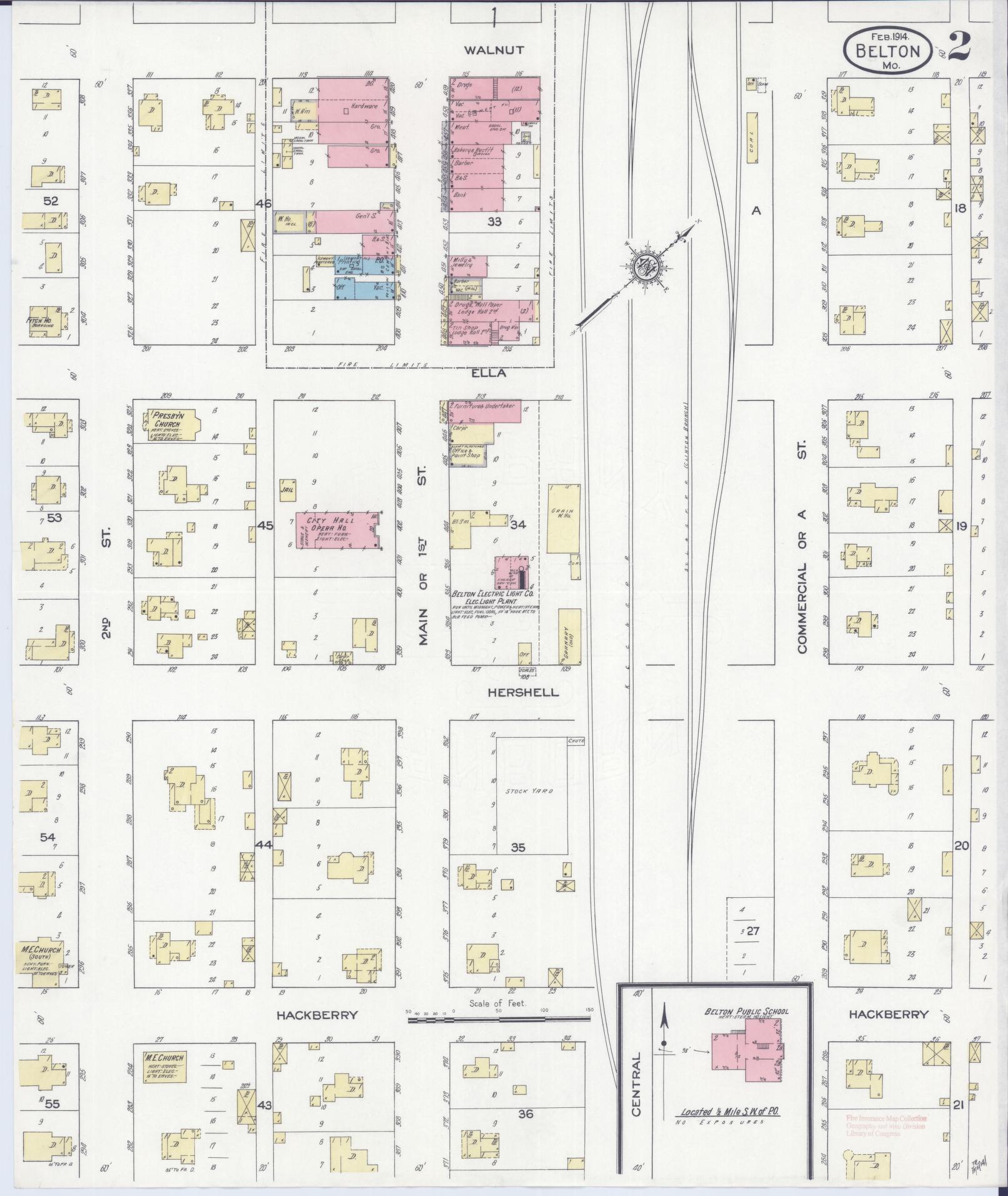 Sanborn Fire Insurance Map from Belton, Cass County, Missouri (1914), Sheet #0002 - Complete Map Set gallery image, historic Sanborn map, vintage wall art, Missouri Missouri