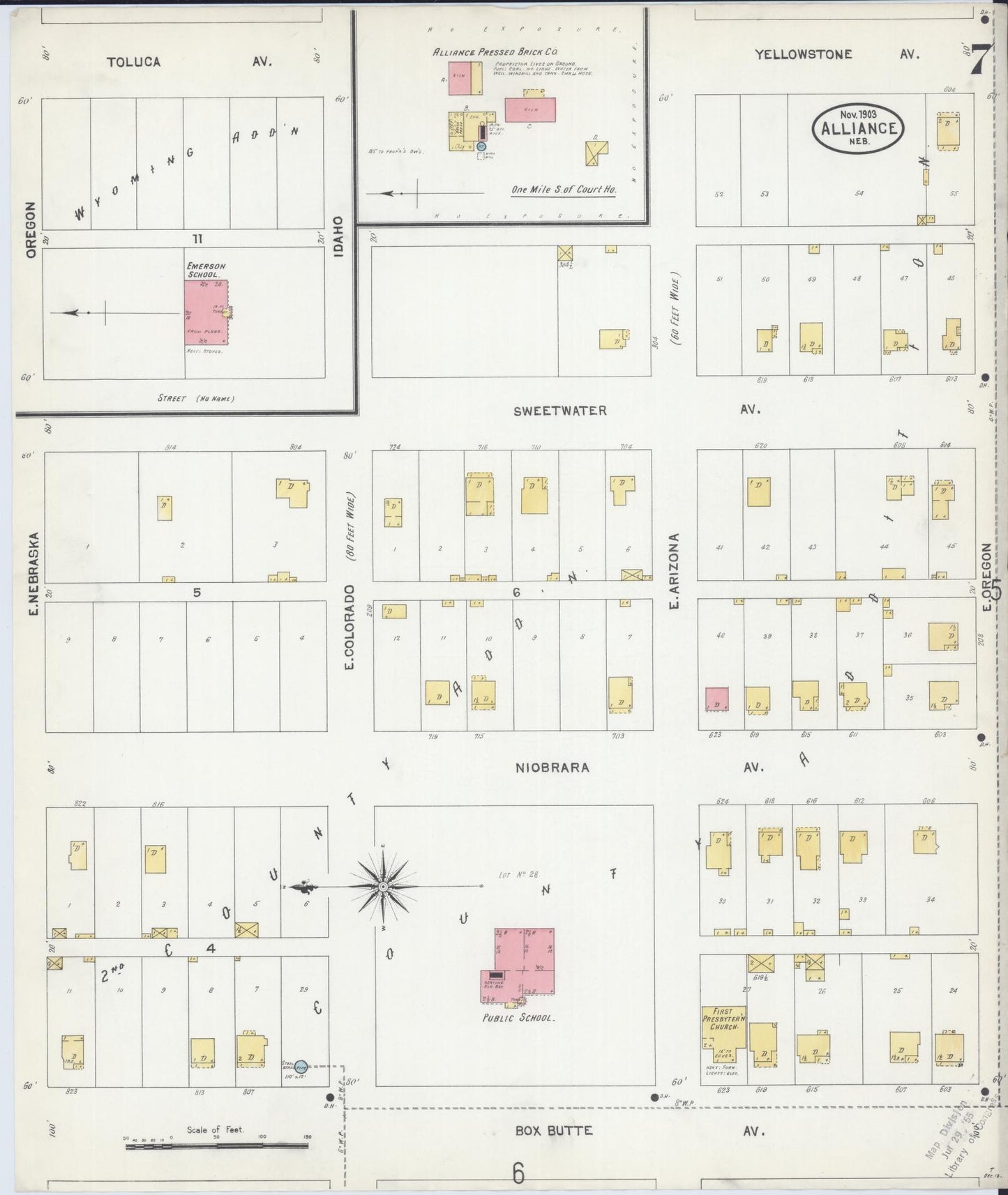 Sanborn Fire Insurance Map from Alliance, Box Butte County, Nebraska (1903), Sheet #0007 - Historic Sanborn Fire Insurance Map Print, vintage old map wall art, antique decor, genealogy gift, Nebraska Nebraska map