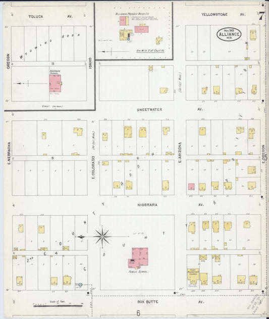 Sanborn Fire Insurance Map from Alliance, Box Butte County, Nebraska (1903), Sheet #0007 - Historic Sanborn Fire Insurance Map Print, vintage old map wall art, antique decor, genealogy gift, Nebraska Nebraska map