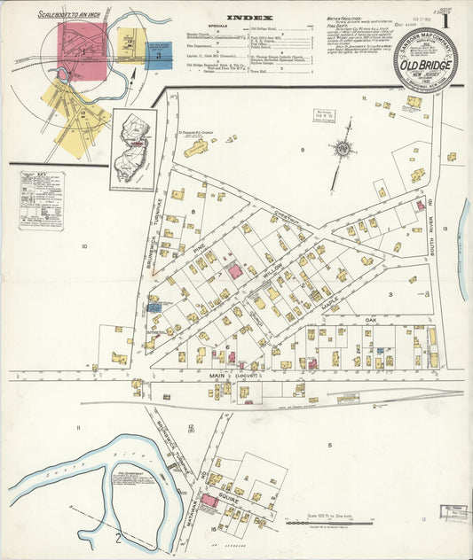 Sanborn Fire Insurance Map from Old Bridge, Middlesex County, New Jersey. (1921) – Historic Sanborn Fire Insurance Map Print