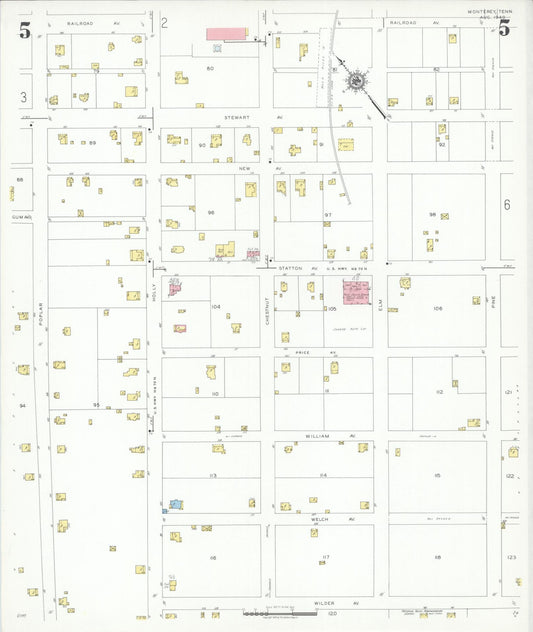 Sanborn Fire Insurance Map from Monterety, Putnam County, Tennessee (1940), Sheet #0005 - Historic Sanborn Fire Insurance Map Print, vintage old map wall art, antique decor, genealogy gift, Tennessee Tennessee map