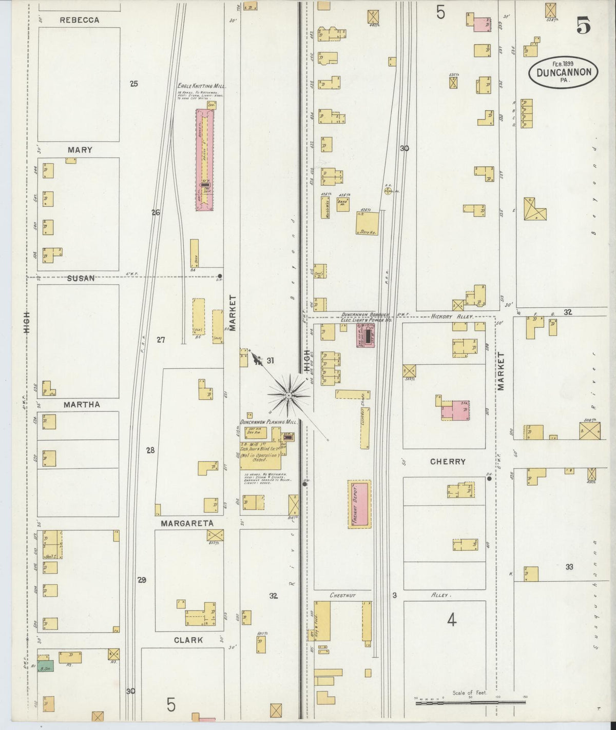 Sanborn Fire Insurance Map from Duncannon, Perry County, Pennsylvania (1899), Sheet #0005 - Complete Map Set gallery image, historic Sanborn map, vintage wall art, Pennsylvania Pennsylvania
