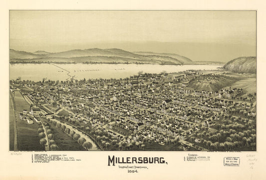 Millersburg, Dauphin County, Pennsylvania 1894. (1894) – Historic Bird’s-Eye View Panorama Print