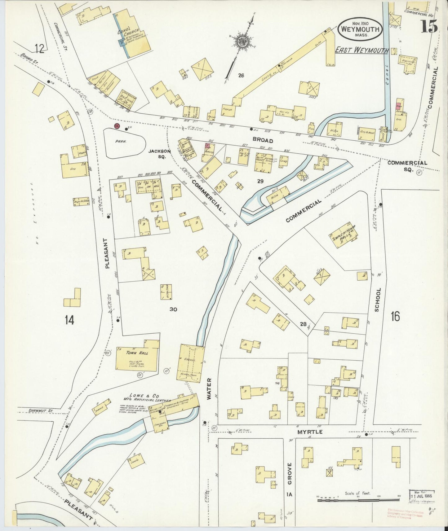 Sanborn Fire Insurance Map from Weymouth, Norfolk County, Massachusetts (1910), Sheet #0015 - Complete Map Set gallery image, historic Sanborn map, vintage wall art, Massachusetts Massachusetts
