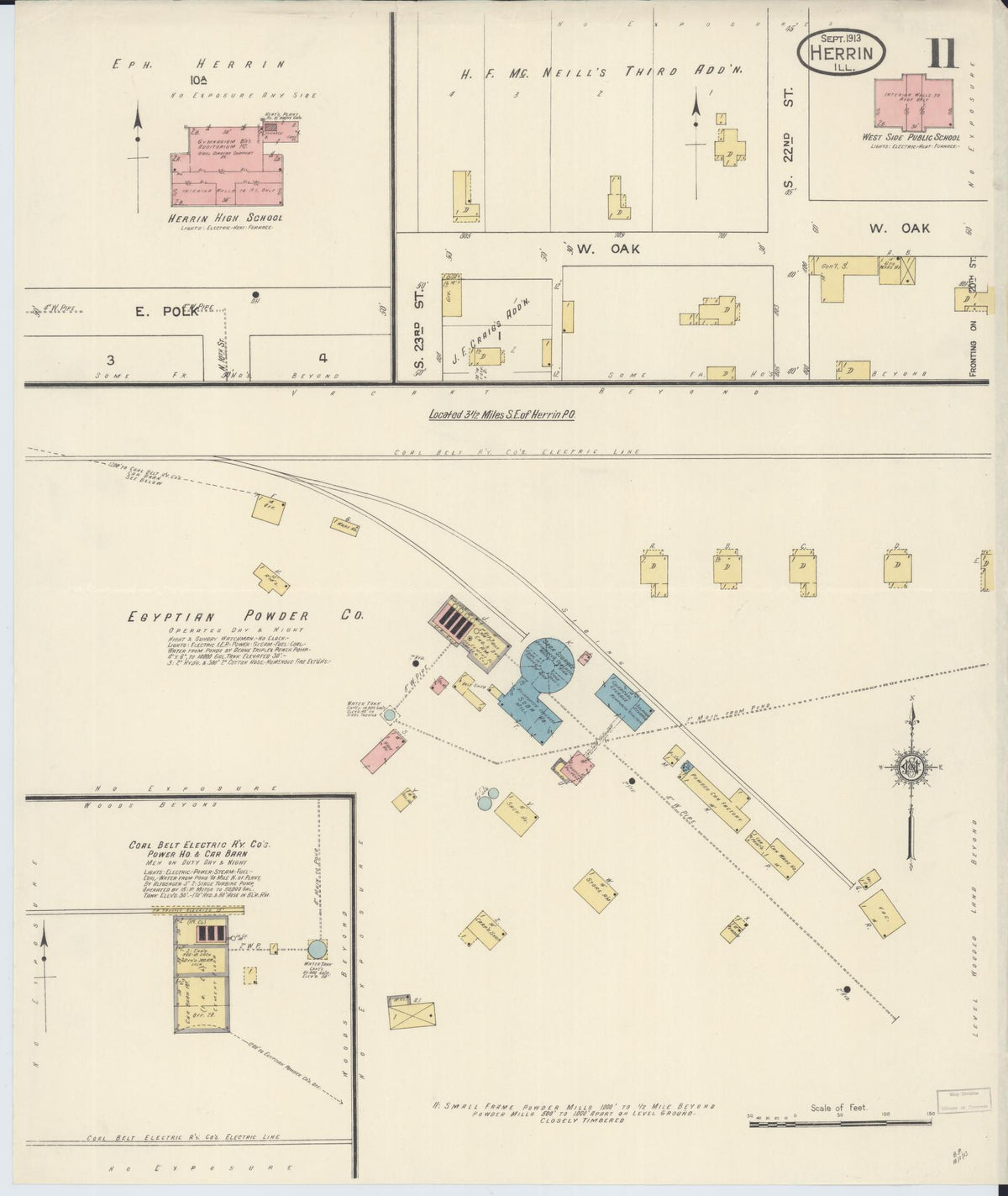 Sanborn Fire Insurance Map from Herrin, Williamson County, Illinois (1913), Sheet #0011 - Complete Map Set gallery image, historic Sanborn map, vintage wall art, Illinois Illinois