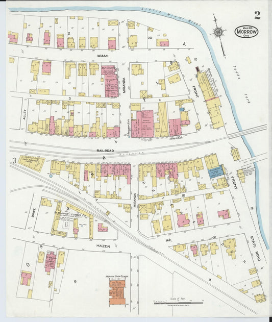 Sanborn Fire Insurance Map from Morrow, Warren County, Ohio (1919), Sheet #0002 - Historic Sanborn Fire Insurance Map Print, vintage old map wall art, antique decor, genealogy gift, Ohio Ohio map
