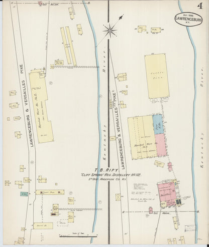 Sanborn Fire Insurance Map from Lawrenceburg, Anderson County, Kentucky (1886), Sheet #0004 - Complete Map Set gallery image, historic Sanborn map, vintage wall art, Kentucky Kentucky