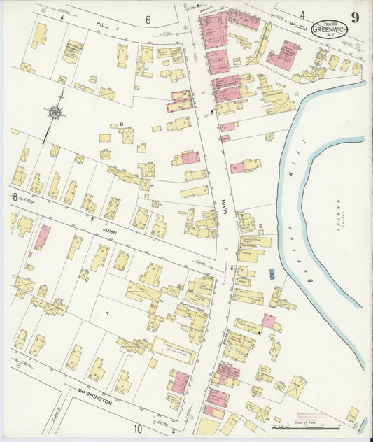 Sanborn Fire Insurance Map from Greenwich, Washington County, New York (1913), Sheet #0009 - Historic Sanborn Fire Insurance Map Print, vintage old map wall art, antique decor, genealogy gift, New York New York map
