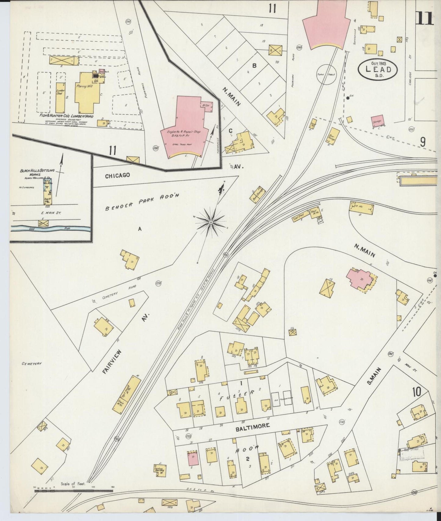 Sanborn Fire Insurance Map from Lead, Lawrence County, South Dakota (1903), Sheet #0011 - Complete Map Set gallery image, historic Sanborn map, vintage wall art, South Dakota South Dakota