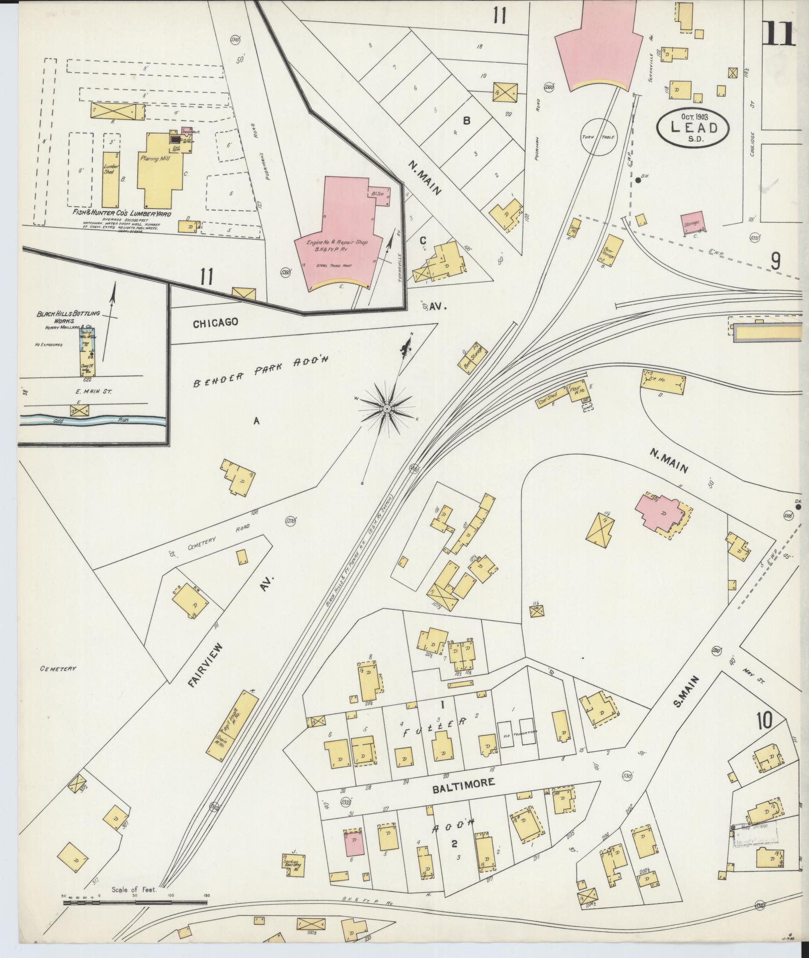 Sanborn Fire Insurance Map from Lead, Lawrence County, South Dakota (1903), Sheet #0011 - Complete Map Set gallery image, historic Sanborn map, vintage wall art, South Dakota South Dakota
