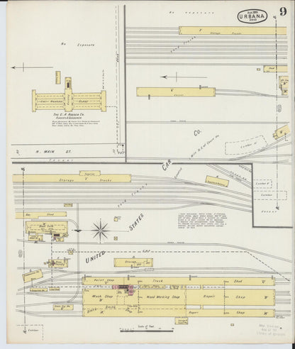 Sanborn Fire Insurance Map from Urbana, Champaign County, Ohio (1895), Sheet #0009 - Complete Map Set gallery image, historic Sanborn map, vintage wall art, Ohio Ohio