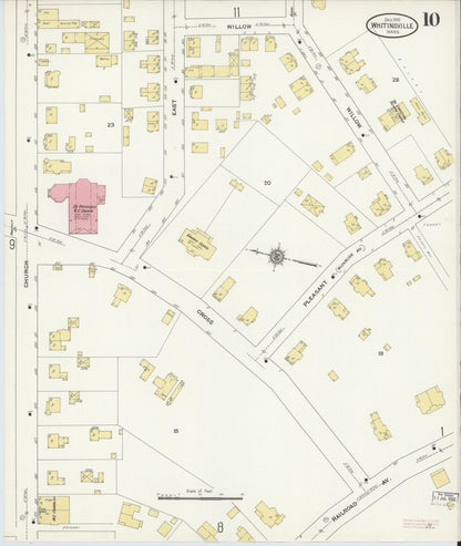 Sanborn Fire Insurance Map from Whitinsville, Worcester County, Massachusetts (1910), Sheet #0010 - Historic Sanborn Fire Insurance Map Print, vintage old map wall art, antique decor, genealogy gift, Massachusetts Massachusetts map